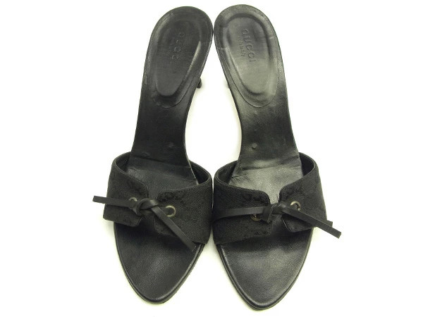 GUCCI Sandals #38C GG Canvas Black Canvas x Leather GUCCI t1316s Brand High Bran thumbnail 2