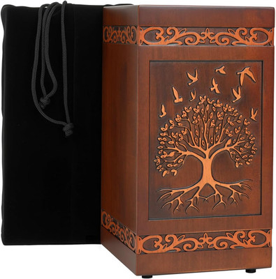 Wooden Urns for Human Ashes Adult Male Female, Large Rubberwood Traditional Crem