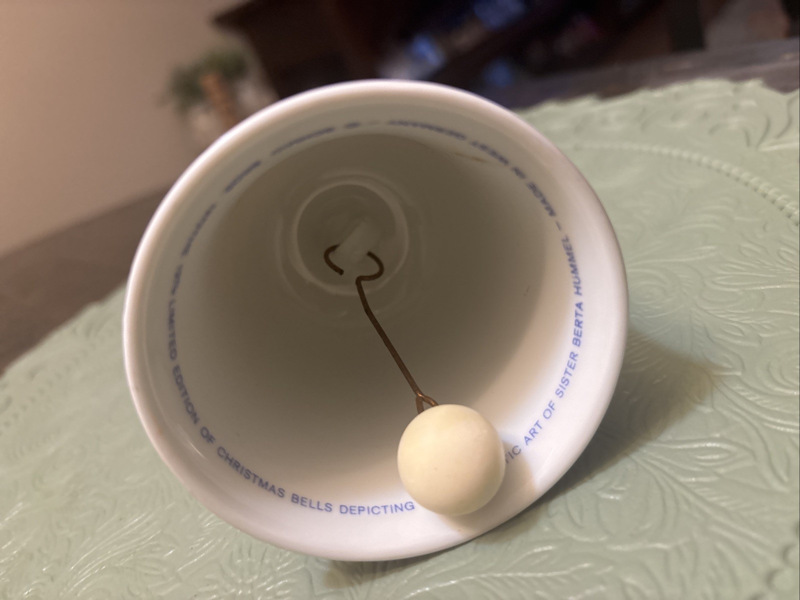 LIMITED EDT SCHMID 1974 CHRISTMAS BELL INSPIRED BY BERTA HUMMEL - GUARDIAN ANGEL