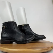 New Womens Franco Sarto Hansa Black Leather Comfort Casual Ankle Booties Size 12