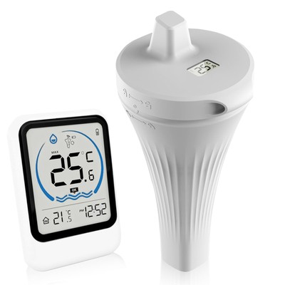 Pool Thermometer Funk IP68 Wasserdicht Poolthermometer Digital Schwimmend Fun...