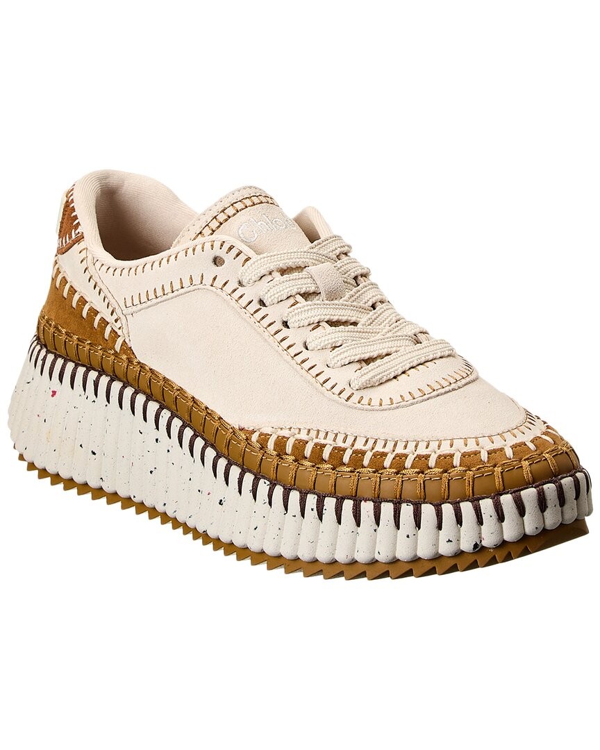 Женские кроссовки из кожи и замши Chlo Nama 113090₽