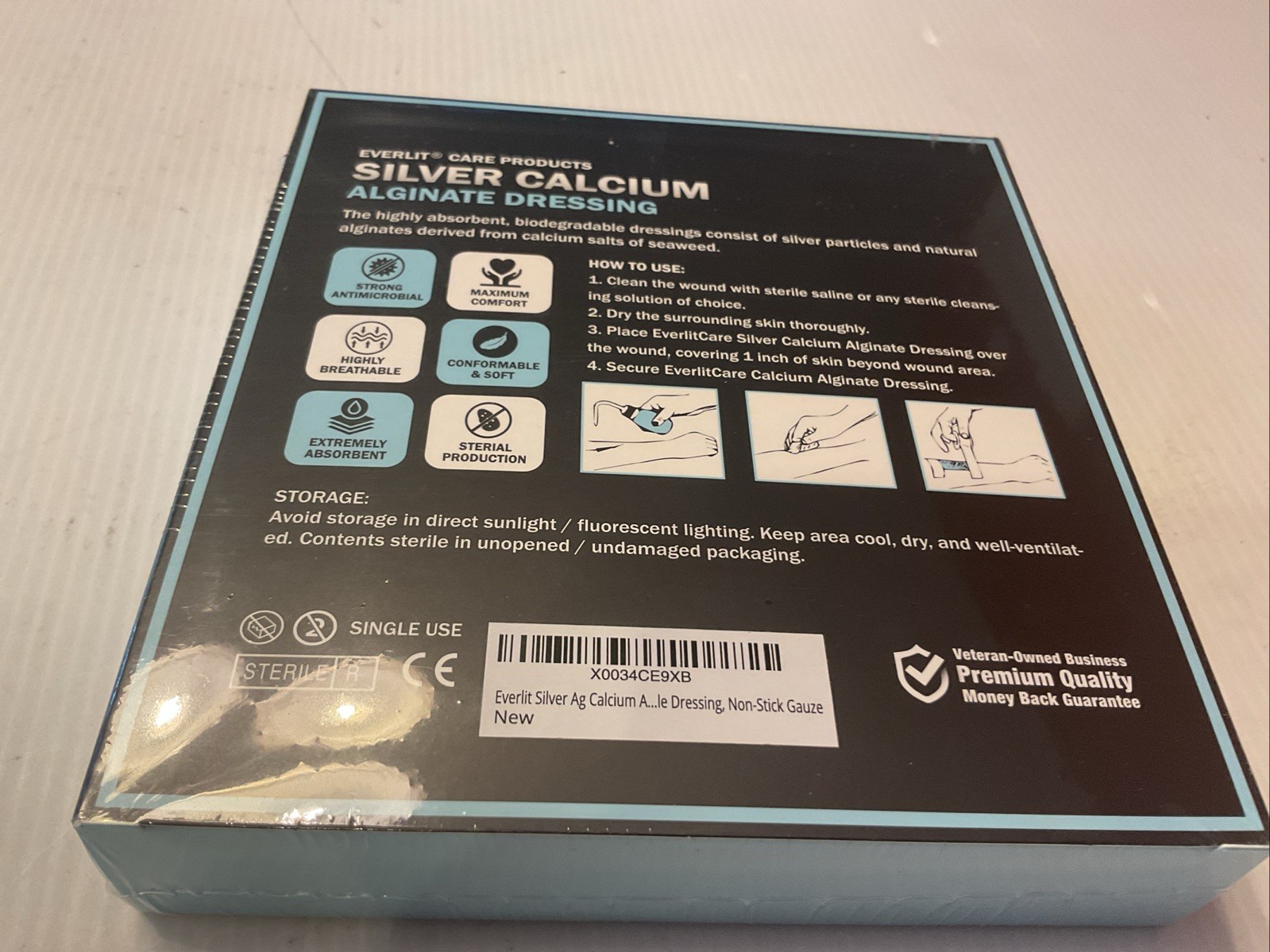 10Pk Silver Calcium Alginate Wound Dressing, Non-Stick, Absorbent, Sterile, 4x4"