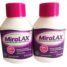2 Pack MiraLAX Laxative Powder Stool Softener 8.3oz Exp 10/2027 28 Daily Doses