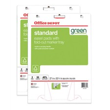 Office Depot Brand Bleed-Resistant Easel Pads, 27" x 32", Plain White Paper, 2Pk