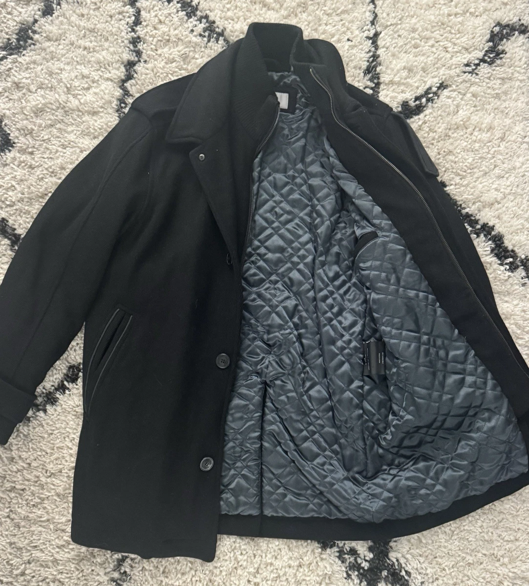 Zip Wool Outer Shell Coats, Jackets & Vests Pea Coat for Men for