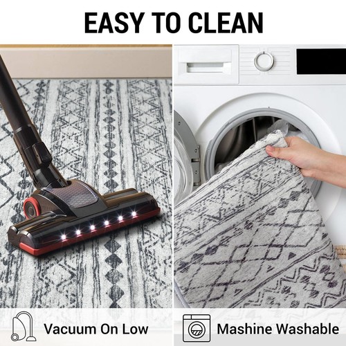 Waschbare Antirutsch Teppiche für Eingang 2x3, Grau Marokkanisch Boho Kleinflächenteppich, U... - Bild 6 von 9