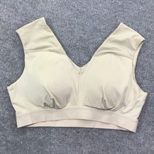Tommie Copper Sports Bra Womens 2XL Beige Copper Znergy Shoulder Support V Neck