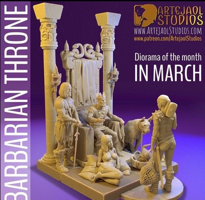 Barbarenthron Diaroma Szene Full Set 1:35 Resin gedruckt unbemalt