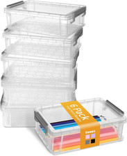6 Pack Extra Large Pencil Box, Plastic Pencil Case Crayon Box, Clear Marker Orga