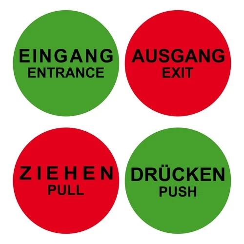 Sticker 10cm Round Sticker Push Pull Entrance Exit Door Notice Sign