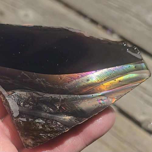 Fire Obsidian - High Grade Lapidary Slab – Glass Buttes OR  – Iridescent