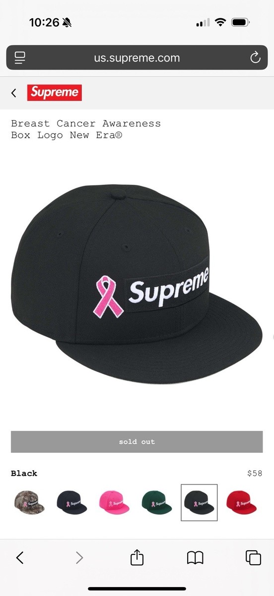 Supreme Breast Cancer Awareness Box logo New Era Hat 7 1/8
