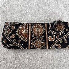 2008 Vera Bradley Caffe Latte Quilted Cotton Brush  Pencil Case Pre-owned
