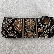 2008 Vera Bradley Caffe Latte Quilted Cotton Brush & Pencil Case Pre-owned