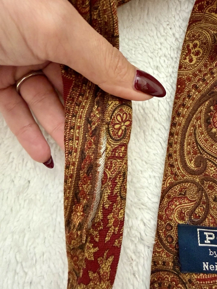 Corbata Polo Ralph Lauren Neiman Marcus Paisley Seda Cachemira De Colección Hecha en EE. UU. Marrón Foto 4 de 4
