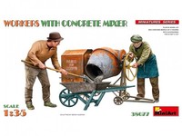 Miniart 38077 - 1:35 Figurenset Bauarbeiter Mit Betonmischer - Neu