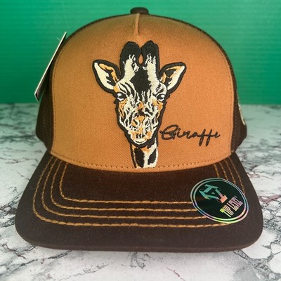 Top Level Men's Snapback Hat Brown Light Brown Giraffe Animal Print Flat Bill