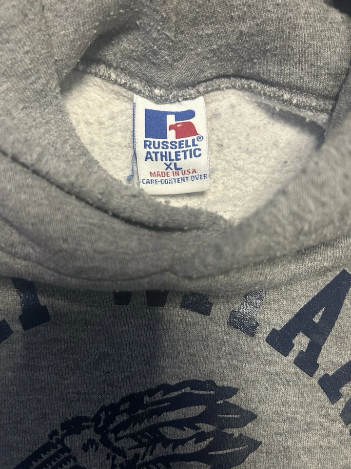 复古 Russell 运动连帽衫 男式 XL Heather 灰色 美国制造 套衫 印度 — 第 3/4 张图片