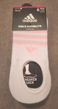 New Adidas No Show Socks Girls Medium 13C-4Y Activewear Athletic Wear