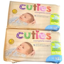 84 Cuties Complete Care Baby Diapers, Size 0 Newborn, 2 Packs of 42