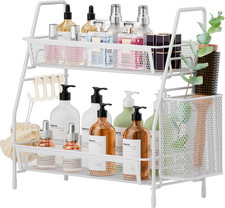 2-Tier Bathroom Organizer Countertop, Metal Wire Mesh Bathroom Counter Organizer