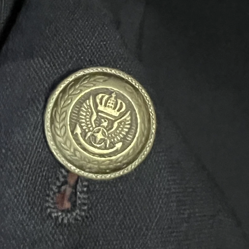 Blazer Saddlebred Para Hombre 54 Largo Azul Marino Lana Rendimiento Latón Botones Clásico Foto 2 de 4