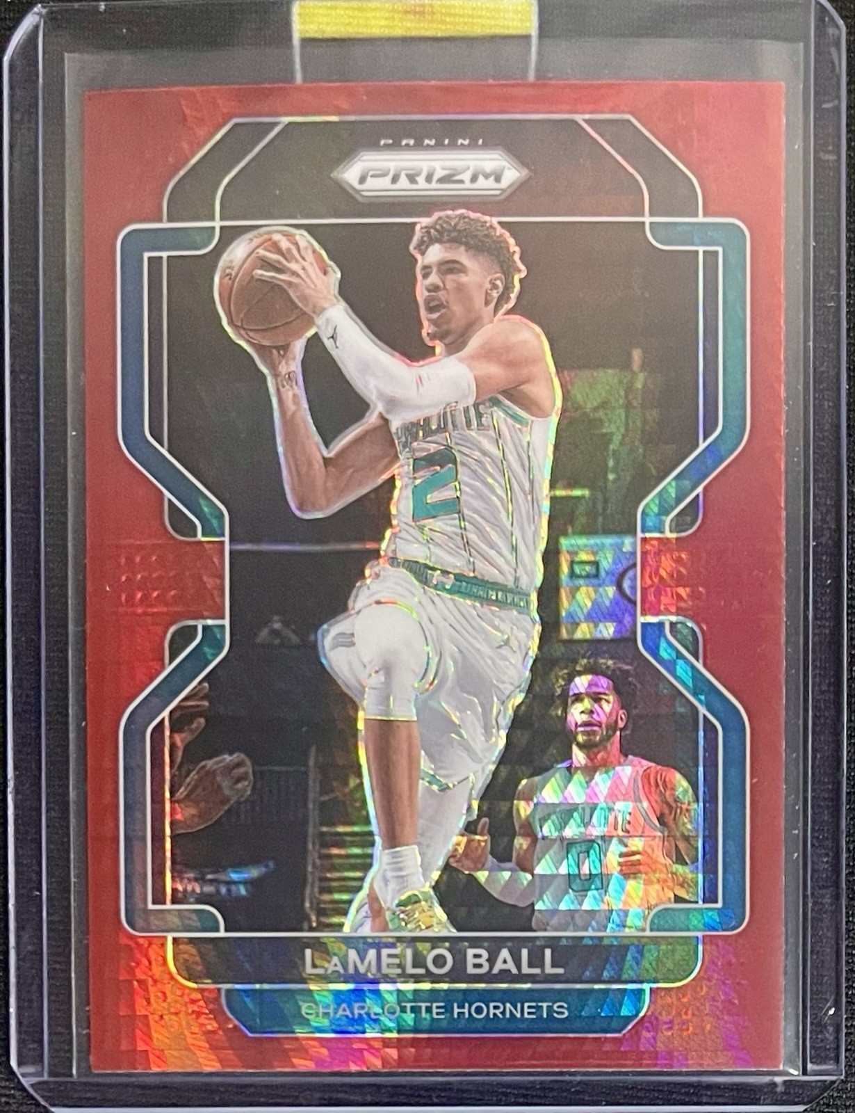 LaMelo Ball 2021-22 Panini Prizm Red Hyper Prizm Basketball Card # 185