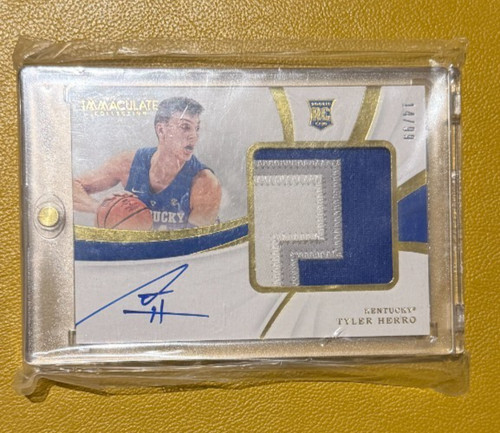 2019-20 Panini Immaculate Tyler Herro RC Patch On Card Rookie Auto RPA 14/99