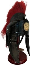 Medieval Roman Centurion Vintage Helmet Armour Black Gladiator with Red Crest-Pl