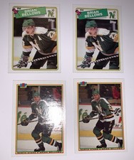 1988-1991 Bowman Topps Brian Bellows Minnesota North Stars NHL 4 Card Lot VG EX