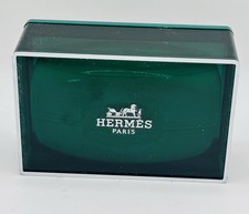 HERMES PARIS FRANCE Eau D Orange Verte LUXURY Soap XL SIZE w/Emerald Green Case