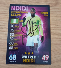 Genuine Hand Signed Wilfred Ndidi Nigeria 2019 Match Attax 101 Card