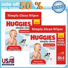 2 pack Huggies Simply Clean Unscented Baby Wipes, 12 Flip-Top Packs, 864 Total