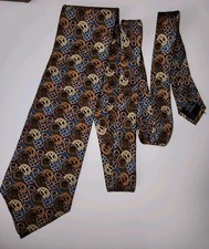 Elizabeth Nell Cravatte 100% Italian Silk Tie USA Made Retro Peace Signs Floral