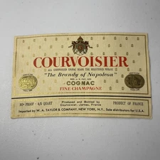 VTG Courvoisier Cognac Fine Champagne Wine Label 1940-1960's