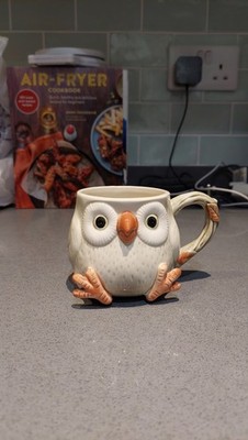 Vintage 1978 Fitz & Floyd Gefleckte Eule Keramiktasse handbemalt Japan 3-D Füße