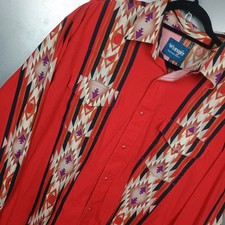 Wrangler Western Shirt Vintage 90s Country Cowboy Aztec XL Pearl Snap Southwest