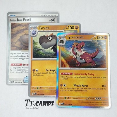 Antique Jaw Fossil 068/088 Tyrunt 044/088 Tyrantrum 045/088 Evolution Set - POR