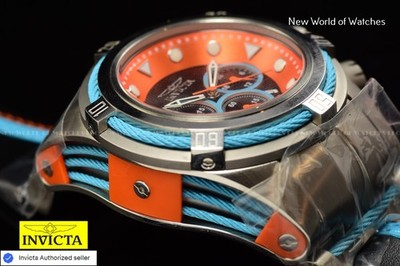 Invicta Bolt Zeus Chrono GMT Quartz Orange/ Black Dial Leather