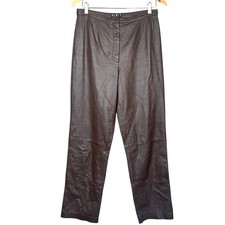 Vintage High Waisted Leather Trouser Pants Brown Size 10