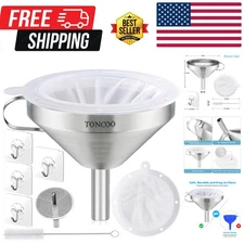 Multi-Purpose 5 Inch Metal Funnel with 200 Mesh Oil Strainer – Safe & Stylish