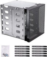 Stainless Steel Hard Drive Cage, 5.25" to 5x 3.5" SAS SATA HDD Cage for Computer