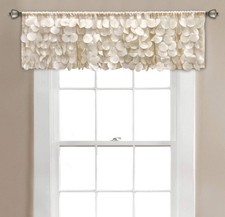 4 Lush Decor Gigi 14" x 70" Solid Ivory 1.5" Rod Pocket Valance NEW