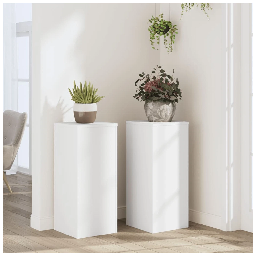 Plant Stand Tiered White Engineered Wood 30x30x70cm Indoor Outdoor Display 2pcs
