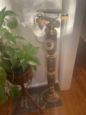 Vintage French Style Upright Pedestal Brass Rotary Phone 42" 1970's