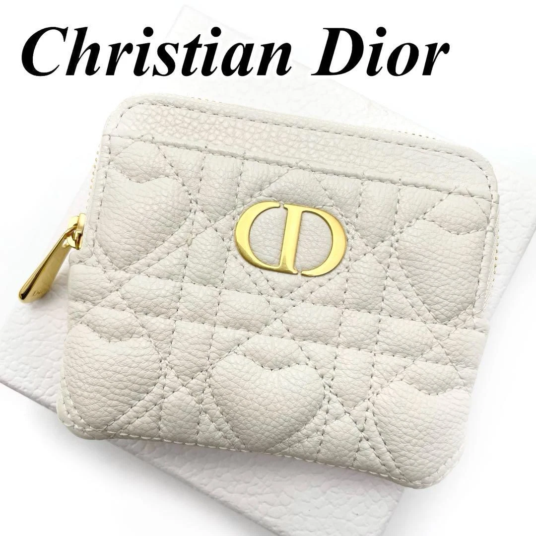 Portefeuille Dior Caro lavande canage porte carte porte monnaie peau d'agneau logo CD