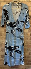 Next Wrap Maxi Dress Size 14 38” Light Blue Patterned Viscose Blend 44.5” Length