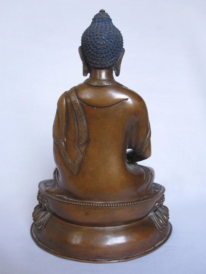 copper BUDDHA traditional statue hand made carving collectible antique old look - Image 2 of 2