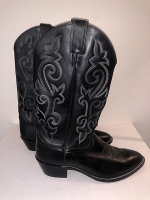 Bottes Cowboy Justin Boots Buck Noir Taille 9 Homme - Cuir Noir Véritable, Style Western